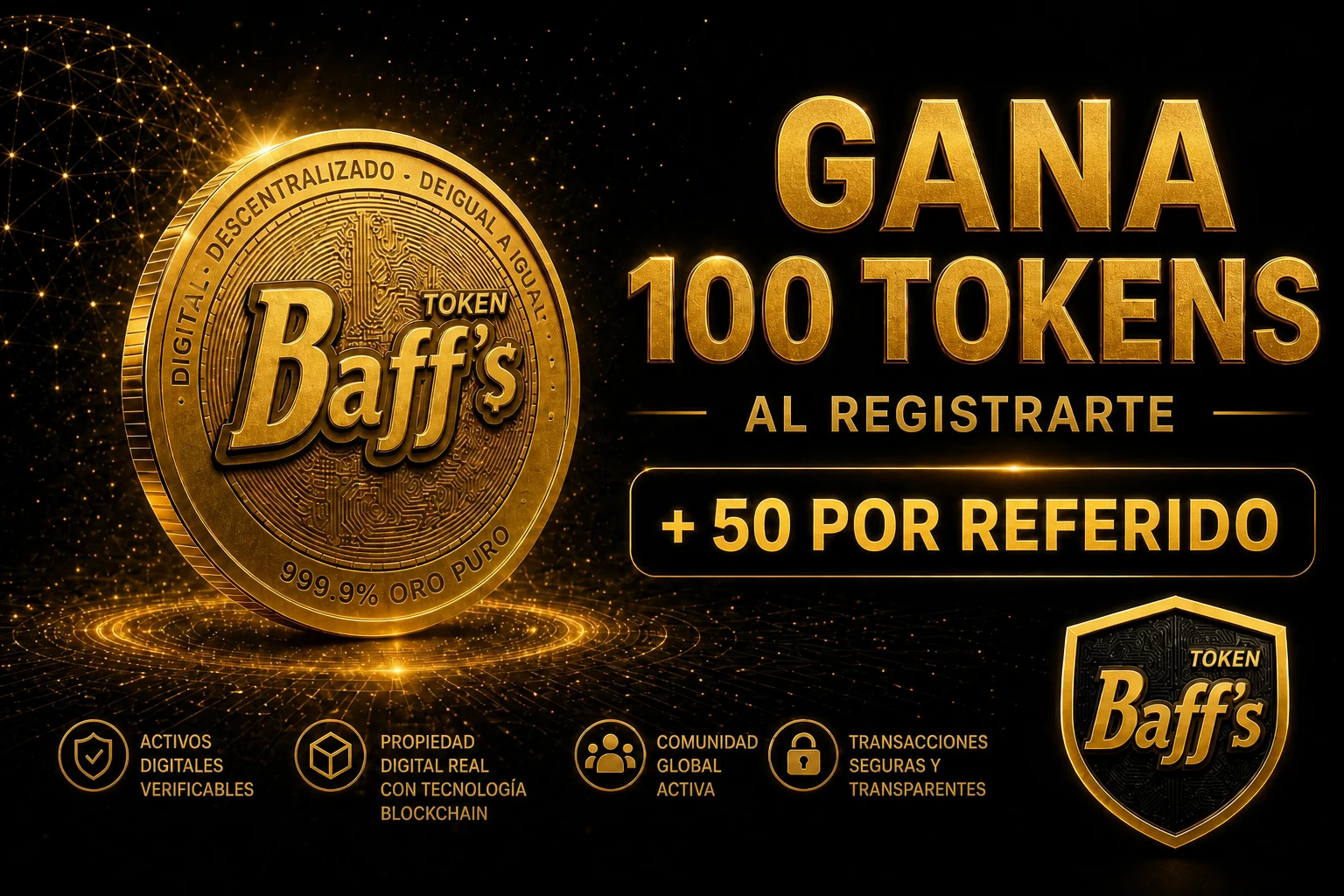 Gana 100 tokens al registrarte y 50 más por cada referido